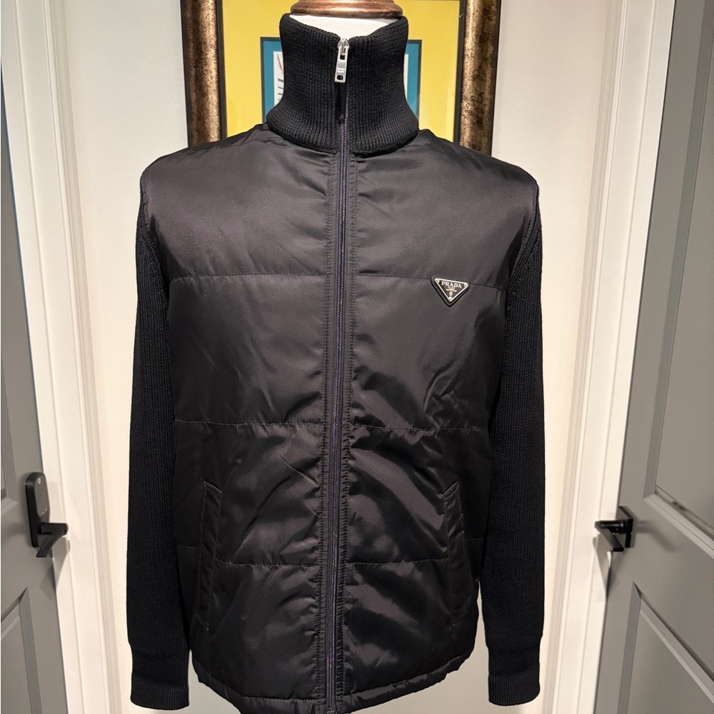 Authentic Prada Mens Black Puffer Sweater Jacket - NWT